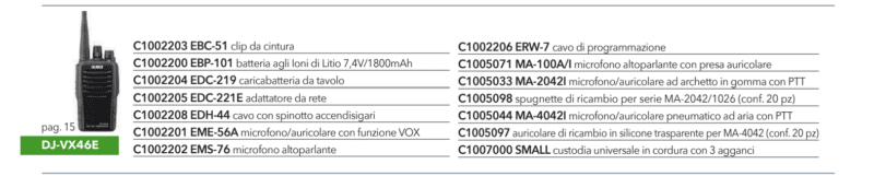 DJ-VX46E accessori